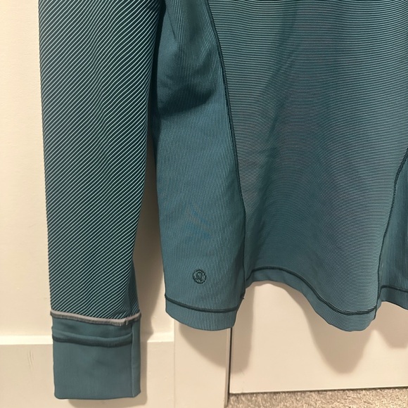 Lululemon Teal Ribbed Running Half Zip Sweater Jacket Size 8 Women’s - Picture 10 of 14